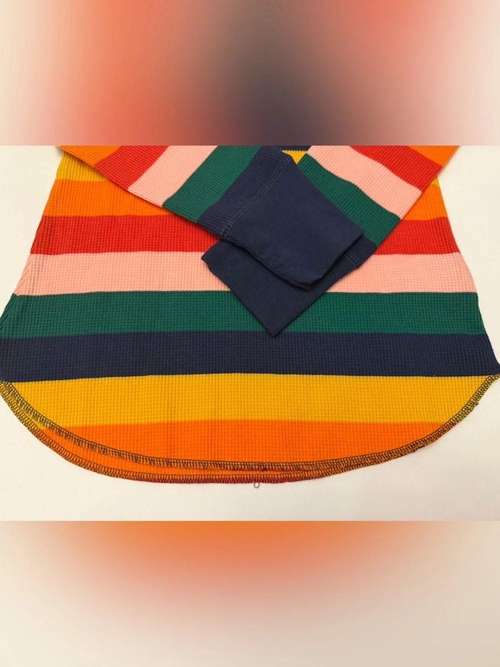 Old Navy Multi-Color Striped Long Sleeve Tee with Navy Trim